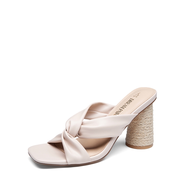 Square Toe Espadrille Heel Sandals - NUDE -  0